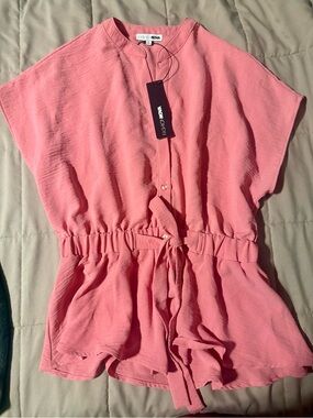 Fashion Nova pink Tie-Waist blouse
